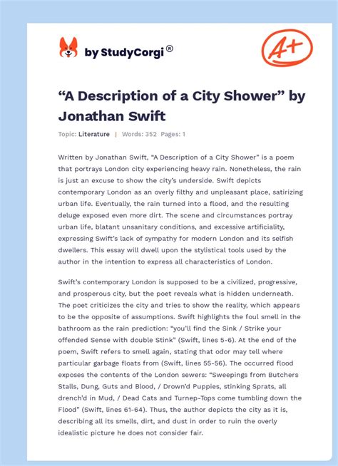 a description of a city shower|jonathan swift introduction.